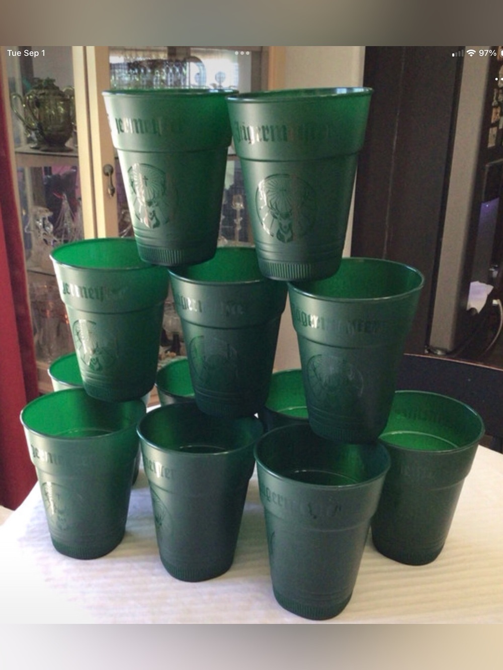 12 Jagermeister Green Plastic Stadium Tumblers Deer Stag Logo Tailgate Unused